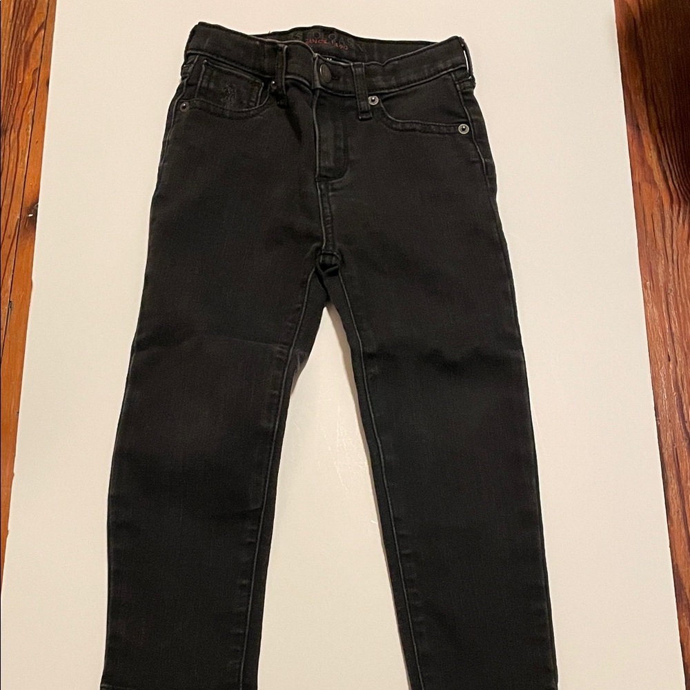 US POLO ASSN Toddler Boy 4T Black Jeans Front Snap Skinny Leg Denim Five Pockets